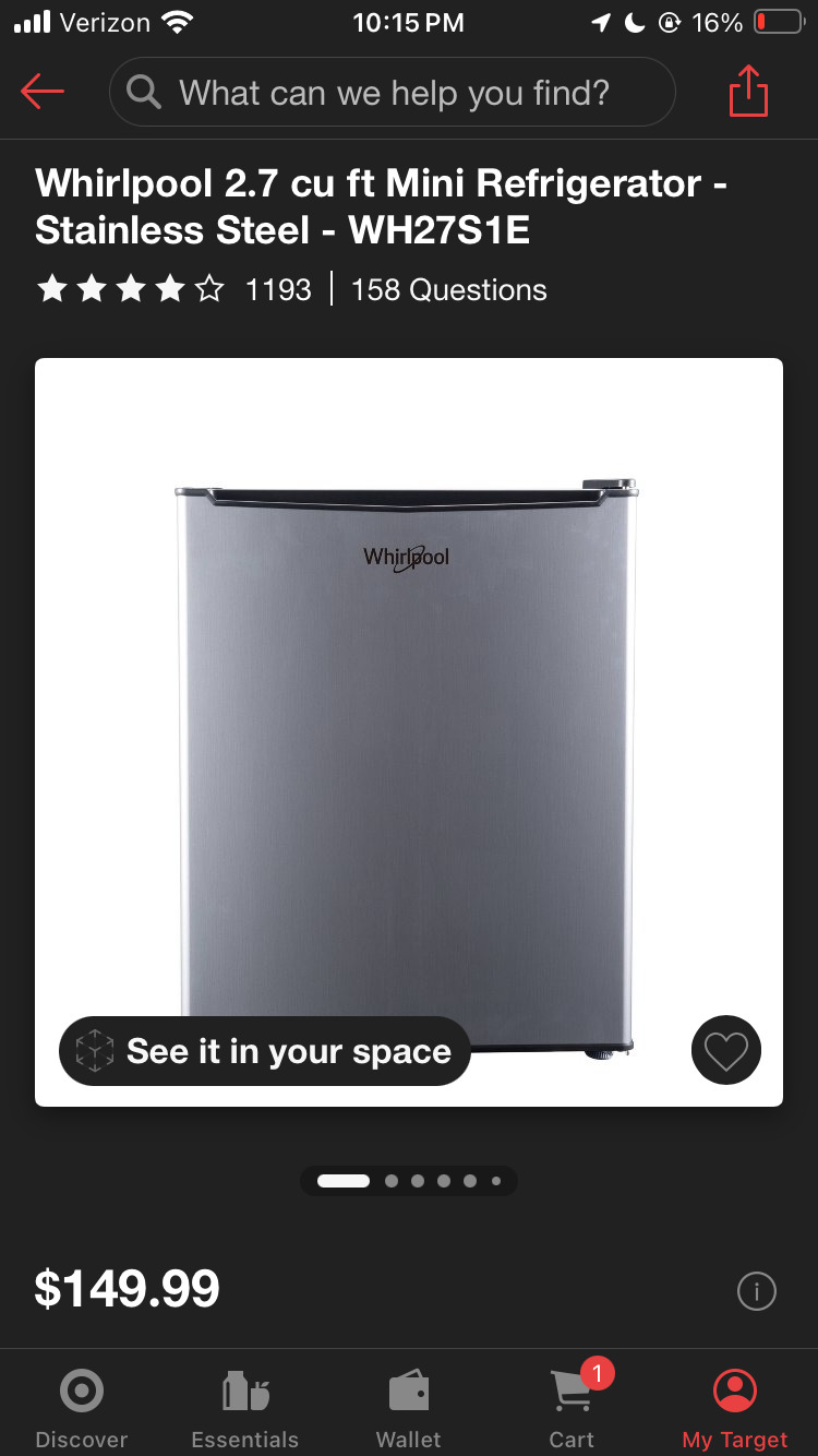 For Sale Whirlpool 2.7 cu ft Mini Fridge with freezer ONLY $75