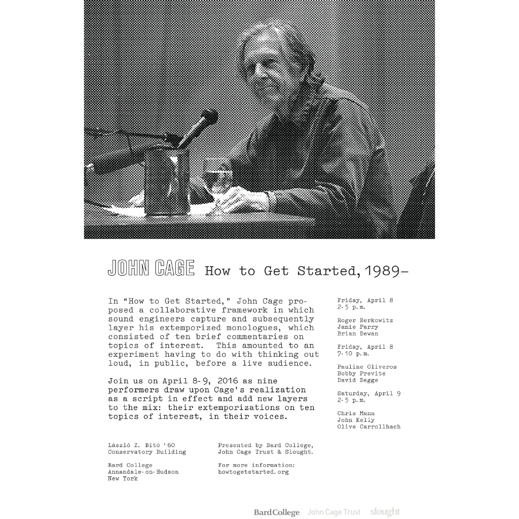 [John Cage's "How To Get Started" (1989)] 