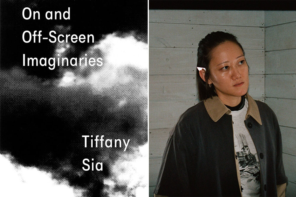Book cover of On and Off-Screen Imaginaries beside close-up portrait of Tifanny Sia.; Read the interview in Bomb