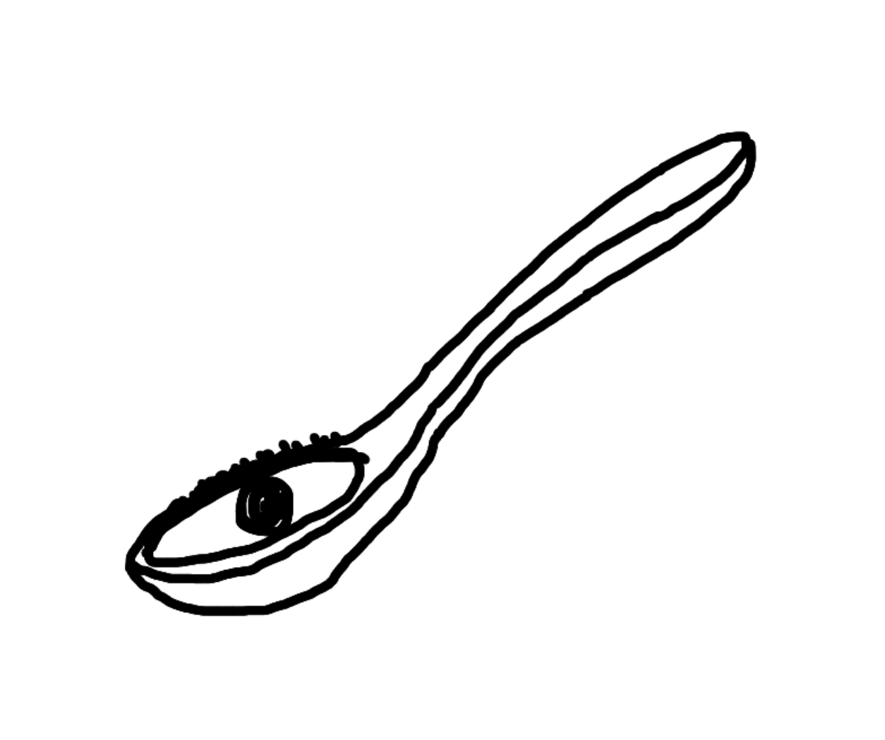 hand drawn eye in a spoon