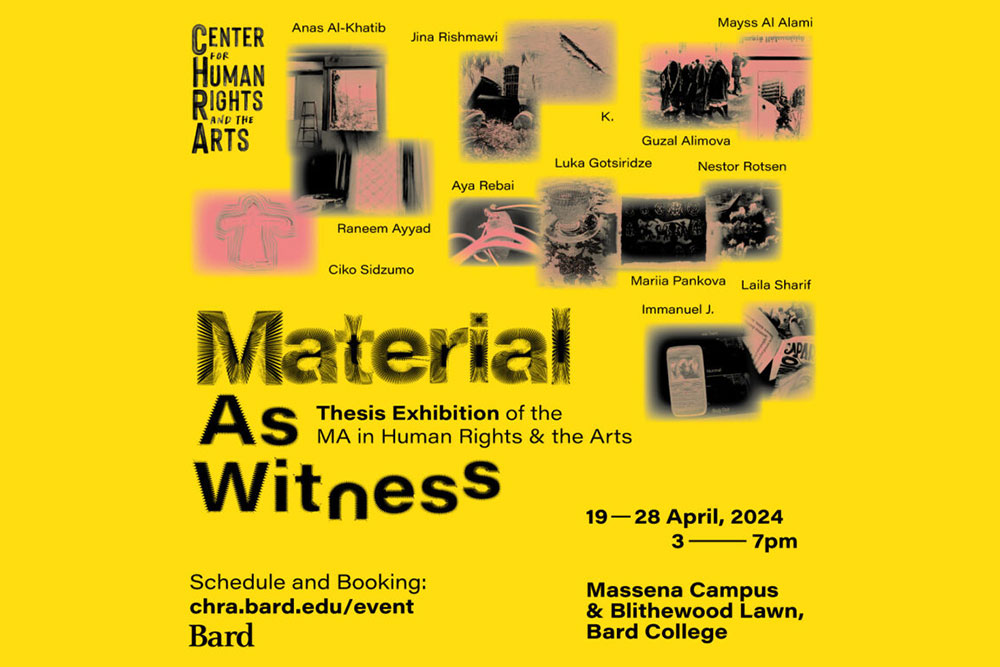 Poster of Material as Witness Final Thesis presentations.
