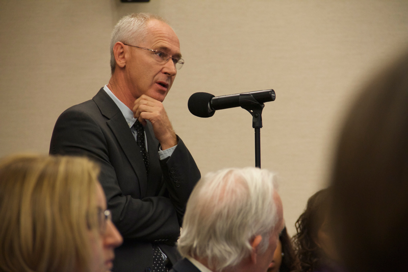 [Janusz Paweska poses a question to the panel]
