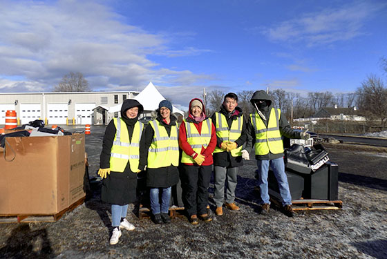 Bard College students collecting e-waste in Red Hook