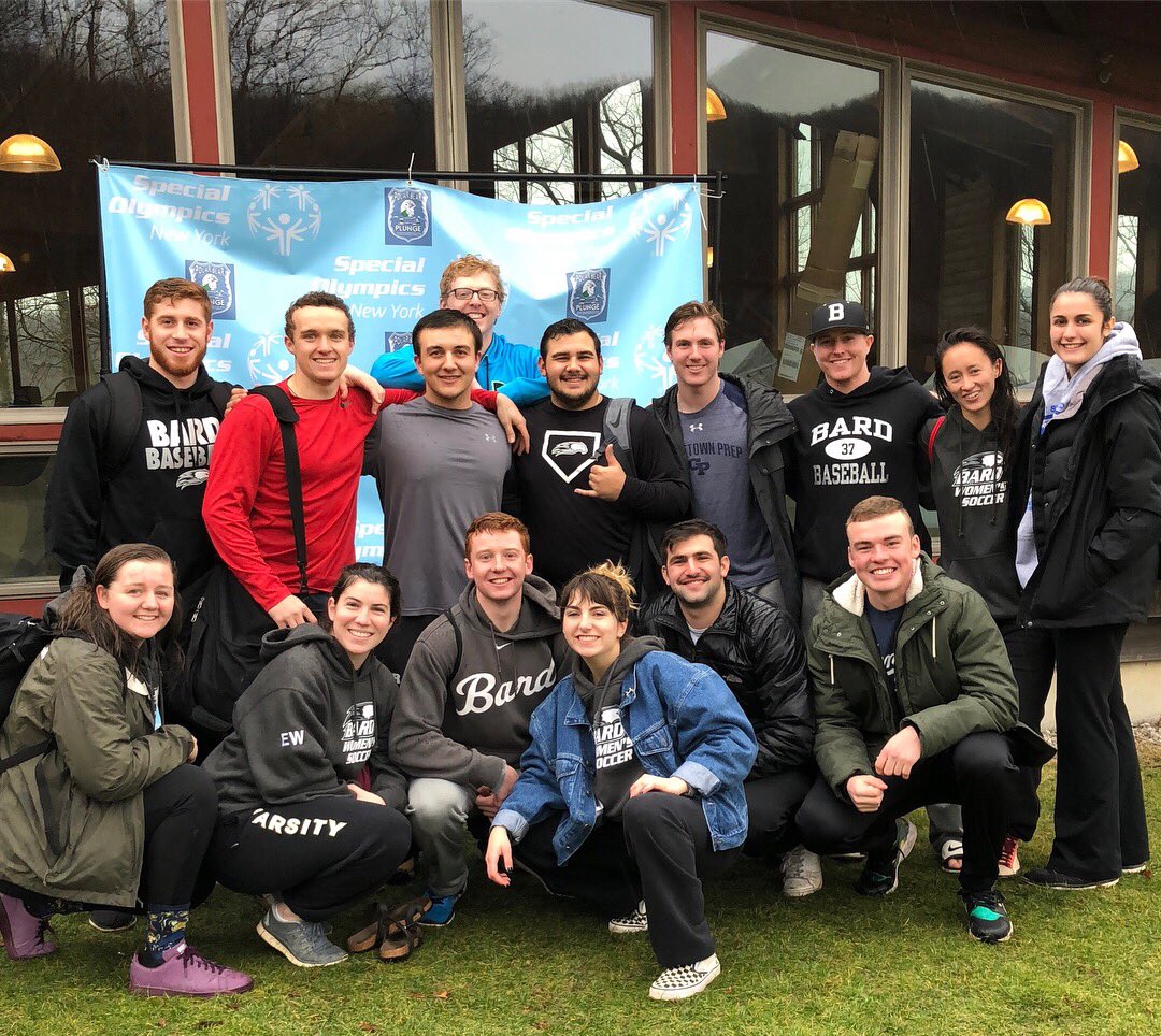 Bard College students participating in the 2018 Polar Plunge.