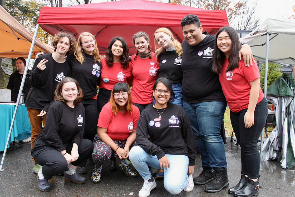 Election@Bard team on November 6, 2018, working to get students to the polls for the 2018 General Election. Photo by Sarah Wallock &#39;19.