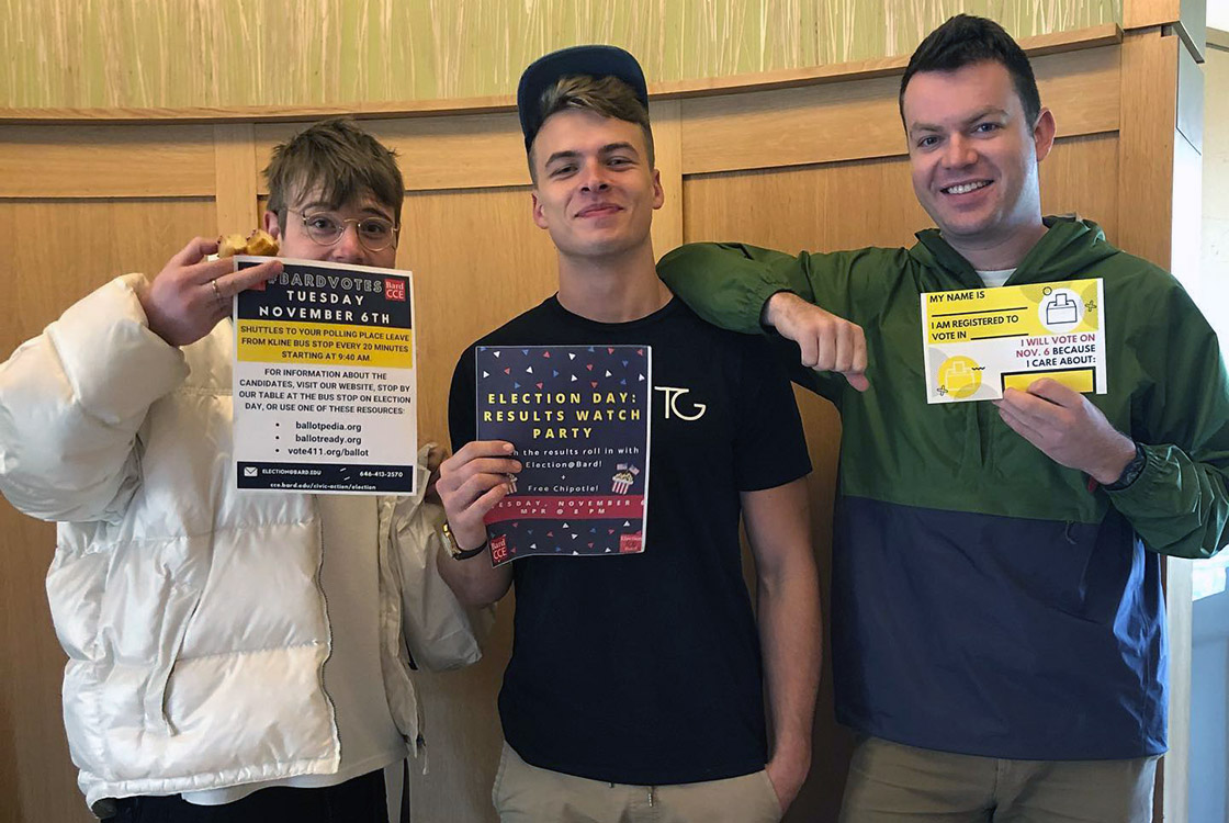 During the weekend of November 3&ndash;4, Election@Bard and the Office of Residence Life&nbsp;hosted Donuts for Democracy events in eight residence halls, where residents learned about their candidates and filled out pledge to vote cards. Photo courtesy of @electionatbard on Instagram.