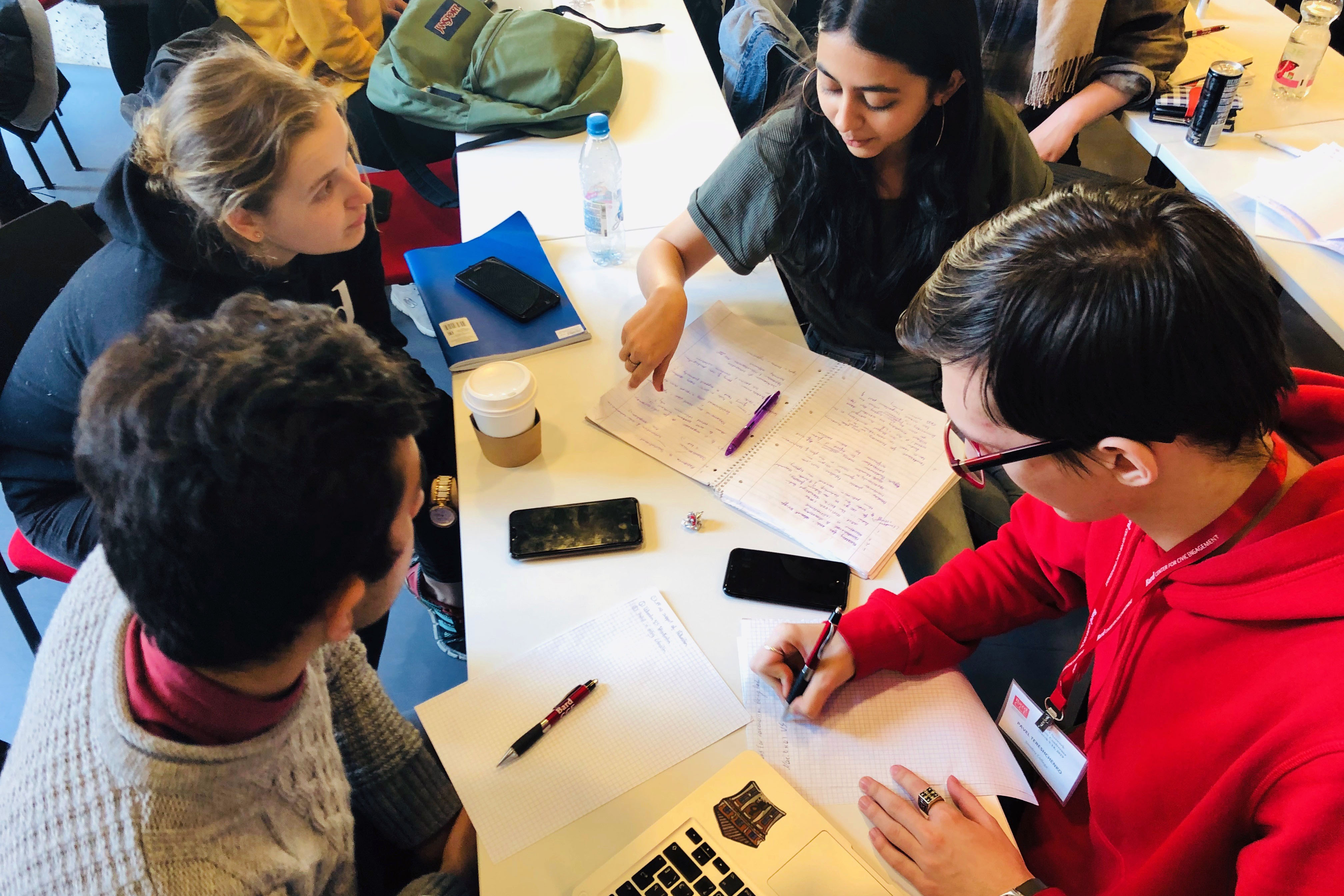 Students prepare for a debate during the Bard Network Debate Conference in Budapest.