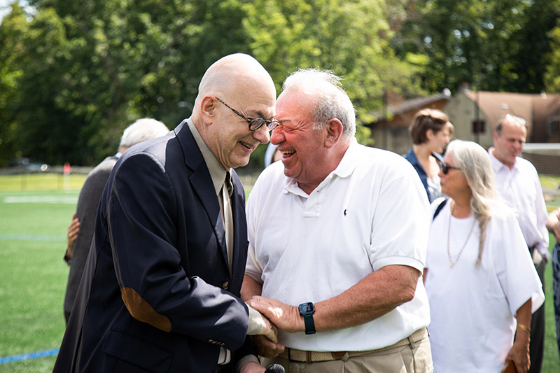 President Leon Botstein and Stanley Reichel &rsquo;65 following the dedication. Photo by Chris Kayden.