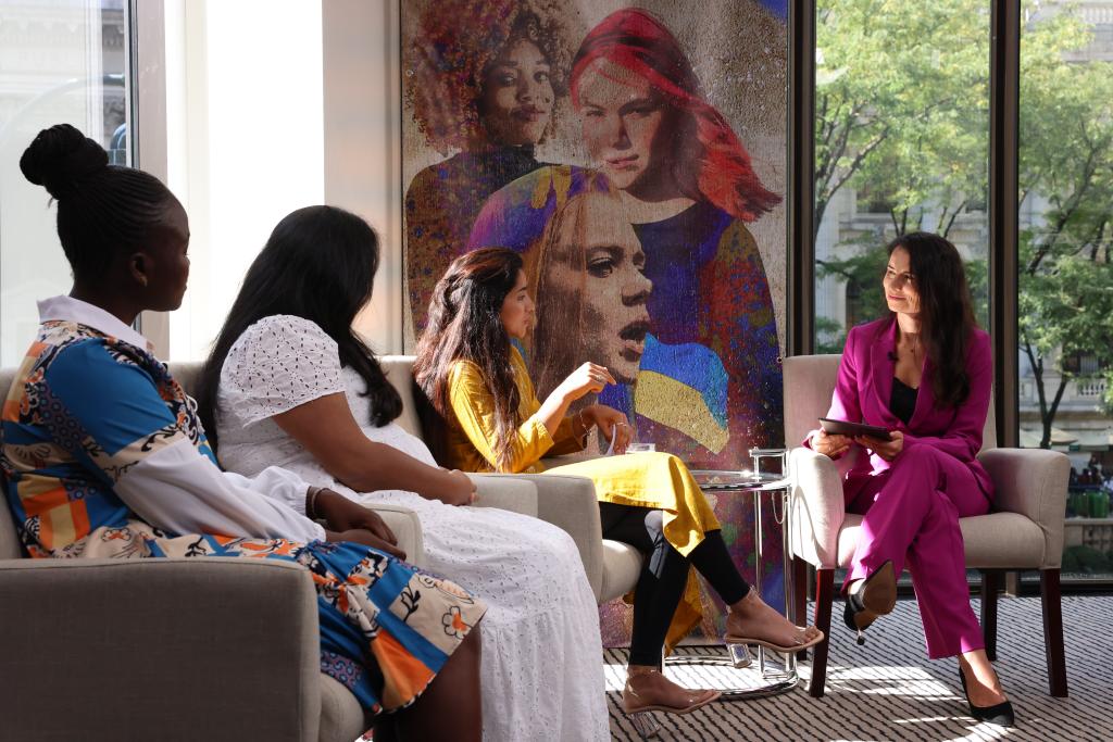 Sonita Alizada &rsquo;23 speaks at the third annual Women in Conflicts event. Photo courtesy European Council