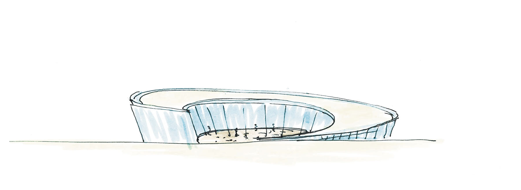 Artist&#39;s sketch of& new performing arts studio building for the Fisher Center at Bard, designed by Maya Lin& in partnership with architects Bialosky and Partners and theater and acoustic consultants Charcoalblue. Photo credit:& Maya Lin Studio with Bialosky New York & | Courtesy of Maya Lin Studio &copy; 2022& 