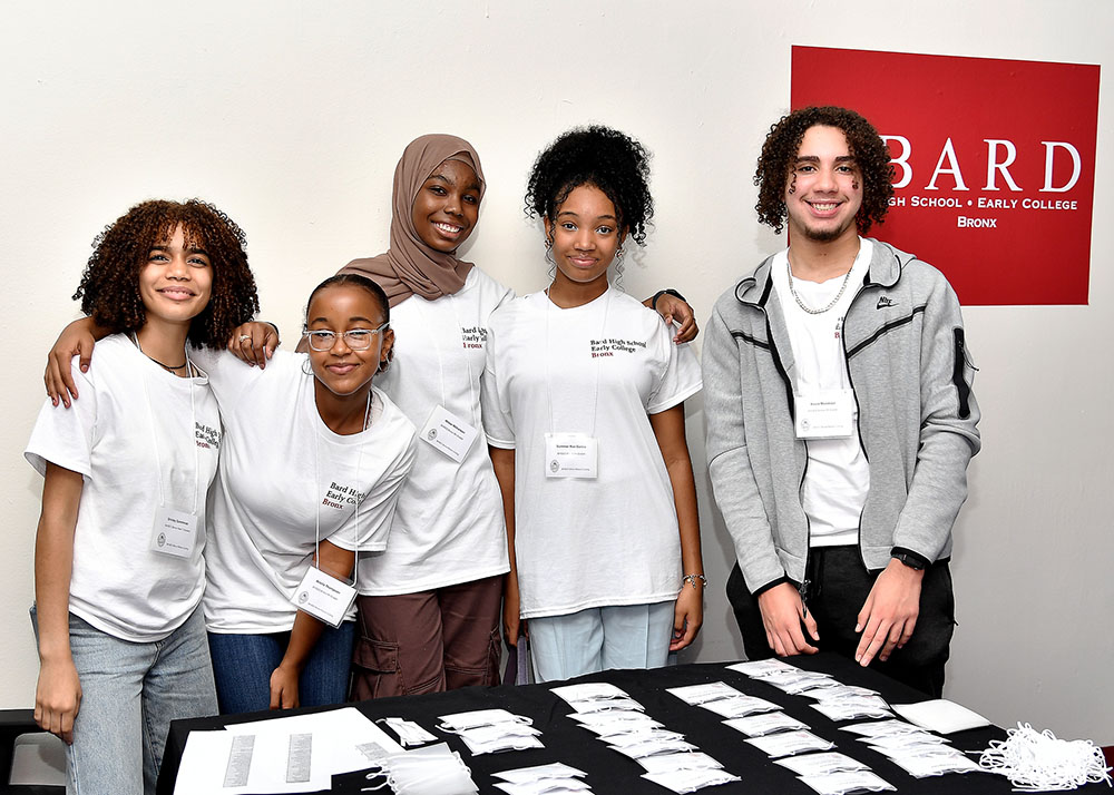Incoming Bard High School Early College Bronx students (from left to right): Shirley Contreras, Ariella Thompson, Khloe Wilkerson, Summer Rae Lee Garcia, and Kevin Mendoza. Photo: Danny Santana Photography