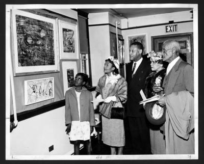 Opening, 16th Annual Art Exhibition, 1957. Atlanta University Photographs Collection, Atlanta University Center Robert W. Woodruff Library.