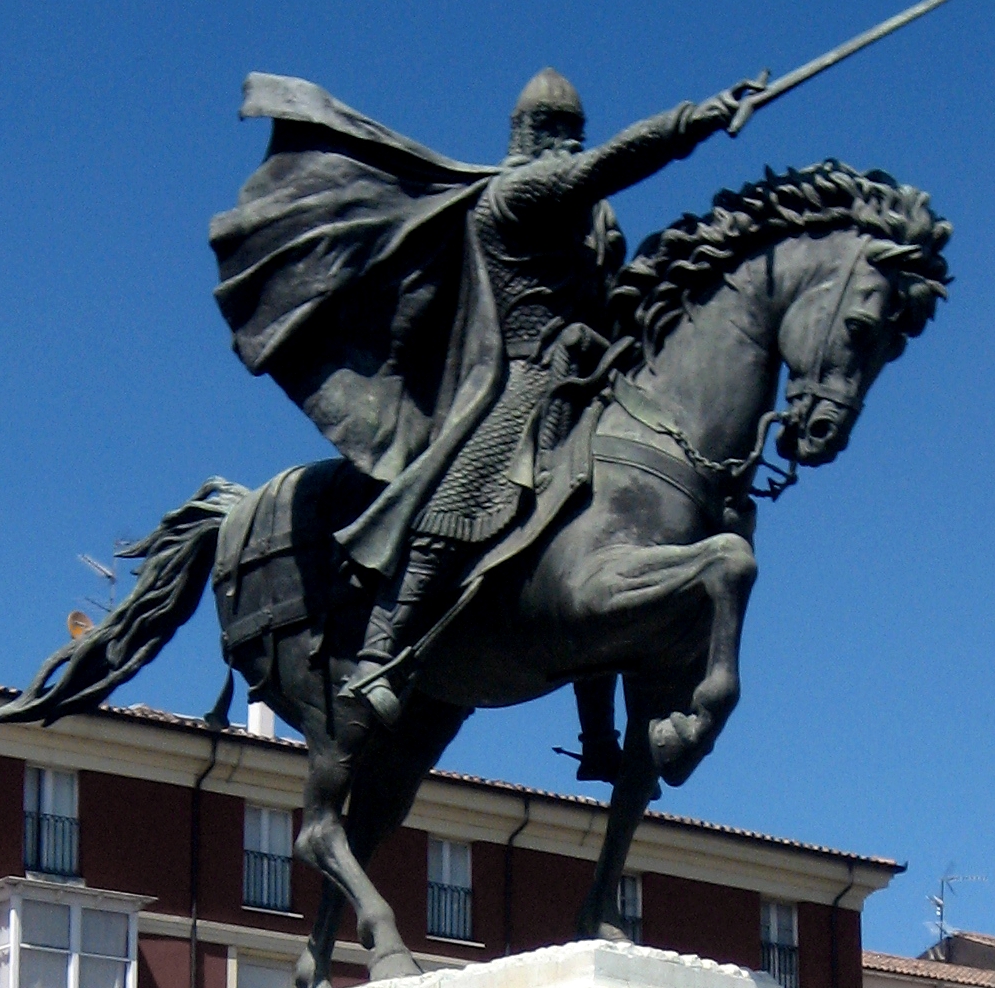 Estatua de El Cid en la cabecera del puente de San Pablo, en Burgos