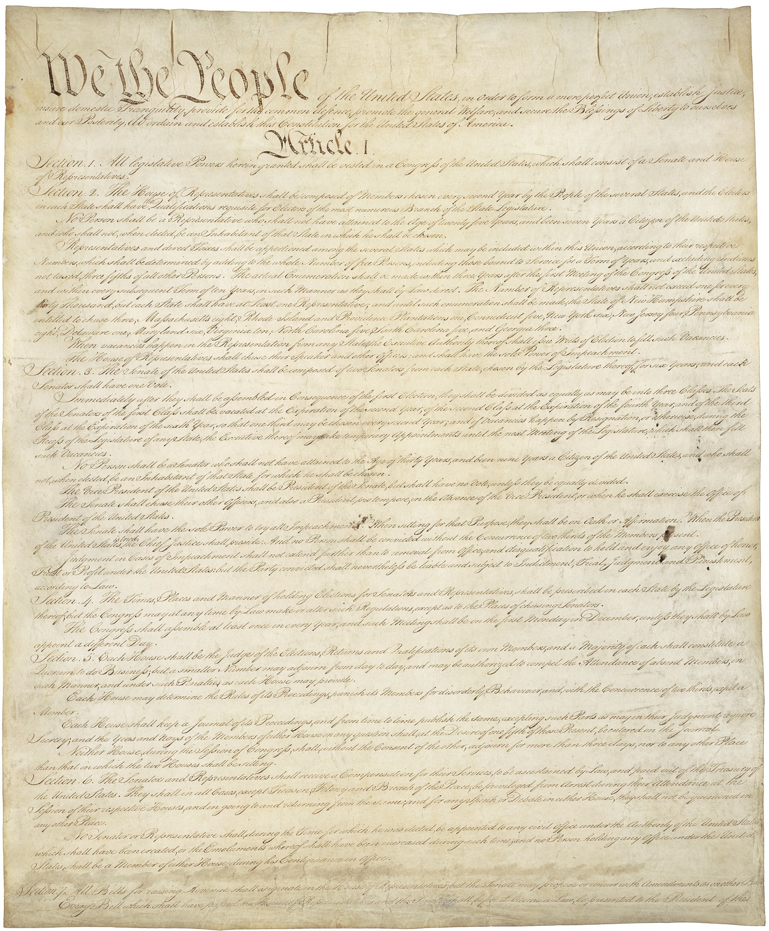 Foto: el Preámbulo de la Constitución de los Estados Unidos 