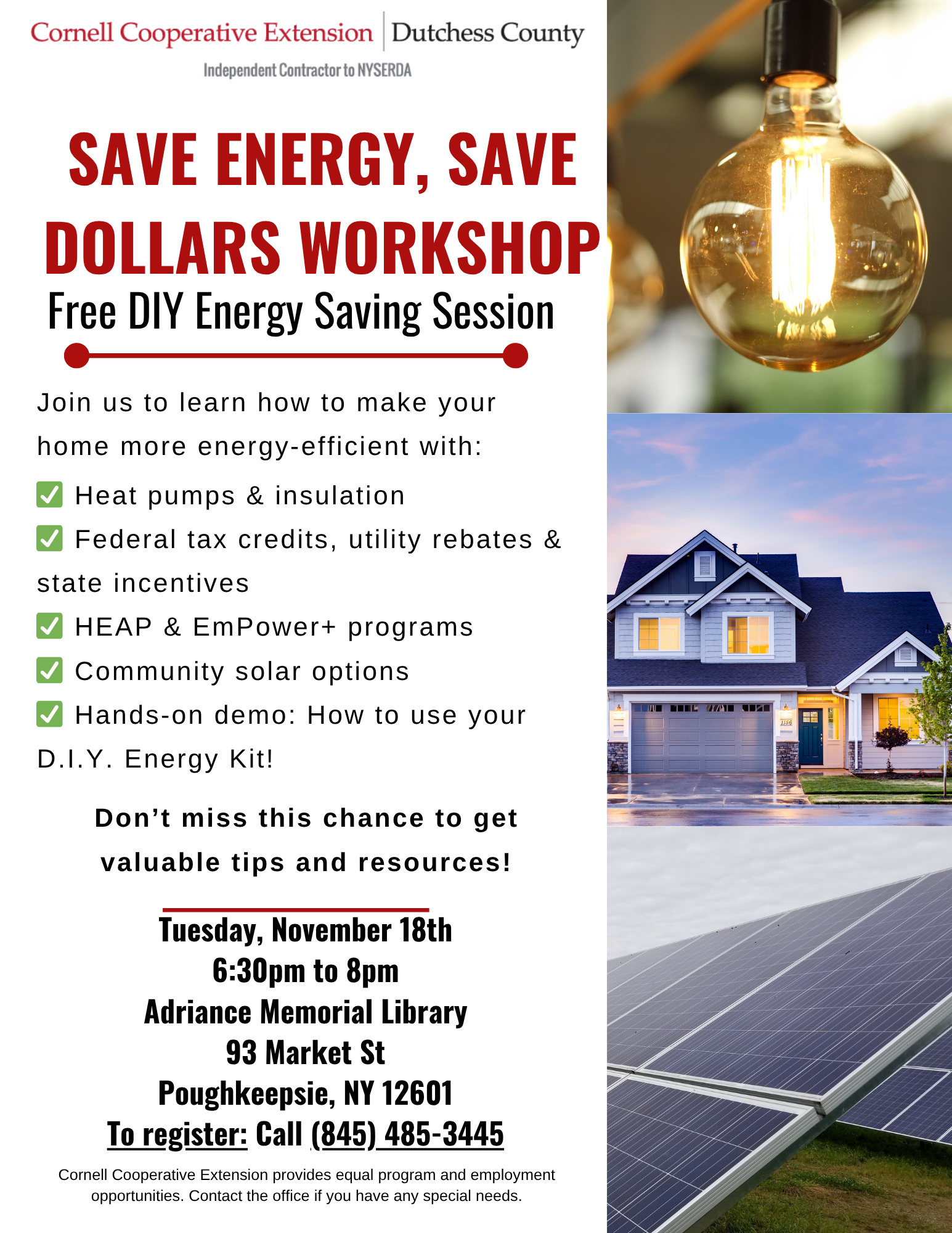 Ahorrar energ&iacute;a, ahorrar dinero: talleres gratuitos para toda la comunidad